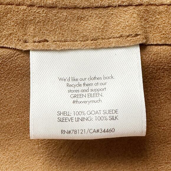 Eileen Fisher Tan Goat Suede Open Drape Front Jacket Women's Size Medium - Picture 11 of 15